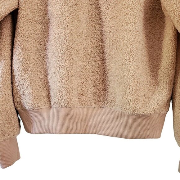 Topshop Sweater Womens 4 Blush Pink Sherpa Half Zip Pullover Outdoor Long Sleeve - Picture 4 of 10